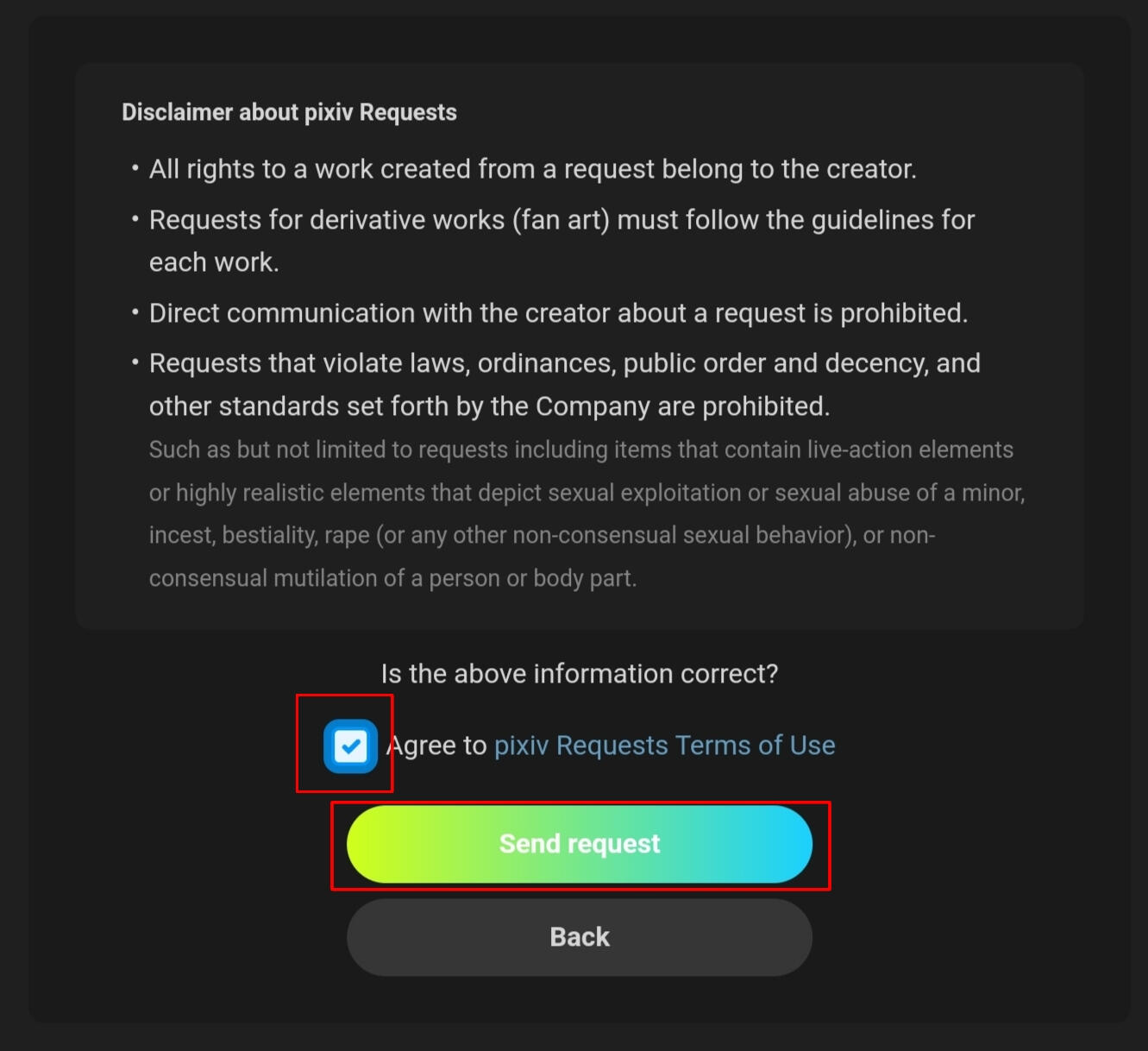 ◆ᴀɢʀᴇᴇ ᴀɴᴅ sᴇʟᴇᴄᴛ sᴇɴᴅ ʀᴇǫᴜᴇsᴛ.